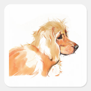 Cocker Spaniel Aufkleber, Hundekunst Quadratischer Aufkleber