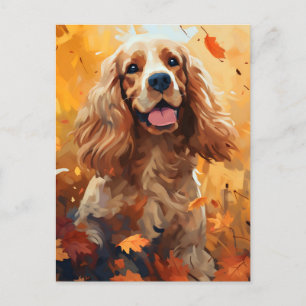 Cocker Spaniel Autumn Erntedank Postkarte