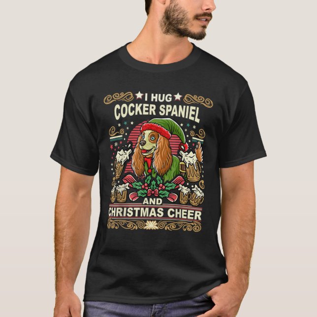 Cocker Spaniel Barkin Around The Christmas Tree Do T-Shirt (Vorderseite)