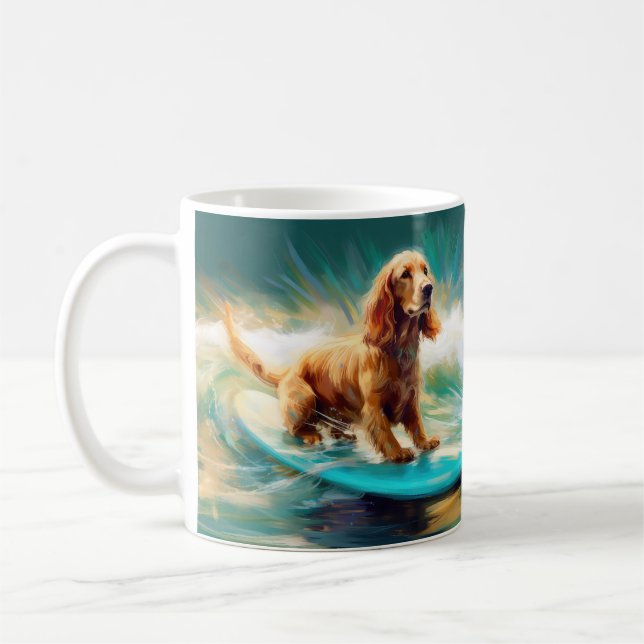 Cocker Spaniel Beach Surfmalerei Kaffeetasse (Links)