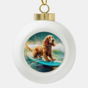 Cocker Spaniel Beach Surfmalerei Keramik Kugel-Ornament