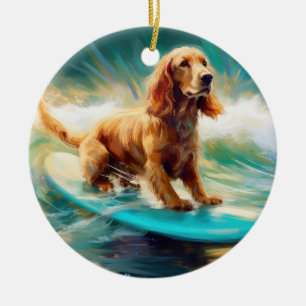 Cocker Spaniel Beach Surfmalerei Keramik Ornament