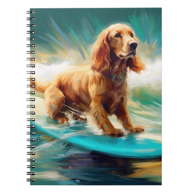 Cocker Spaniel Beach Surfmalerei Notizblock (Vorderseite)