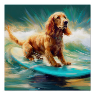 Cocker Spaniel Beach Surfmalerei Poster