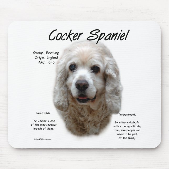 Cocker Spaniel (buff) History Design Mousepad (Vorne)