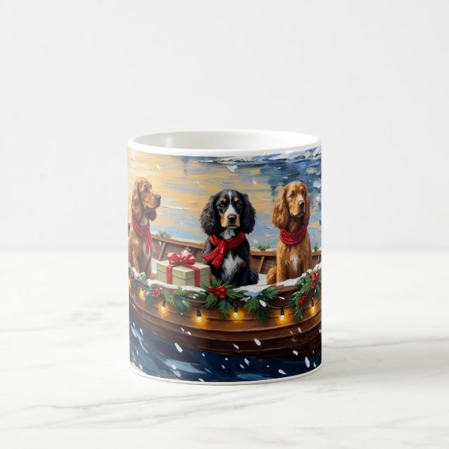 Cocker Spaniel Christmas Boat Holiday Kaffeetasse (Mittel)