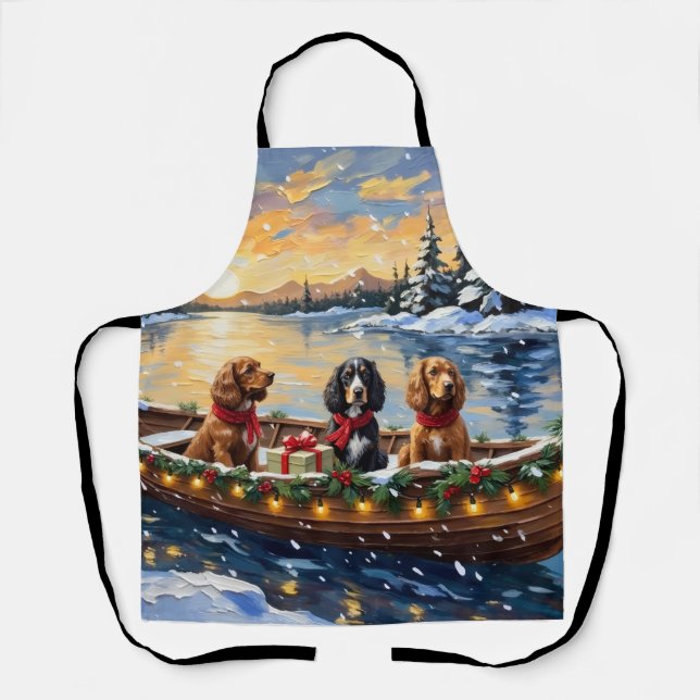 Cocker Spaniel Christmas Boat Holiday Schürze (Vorderseite)
