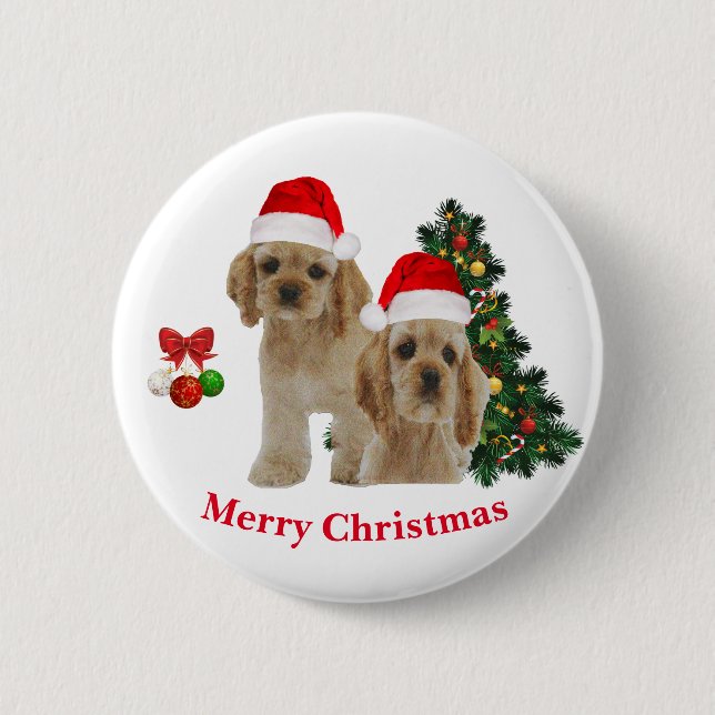 Cocker Spaniel Christmas Button (Vorderseite)