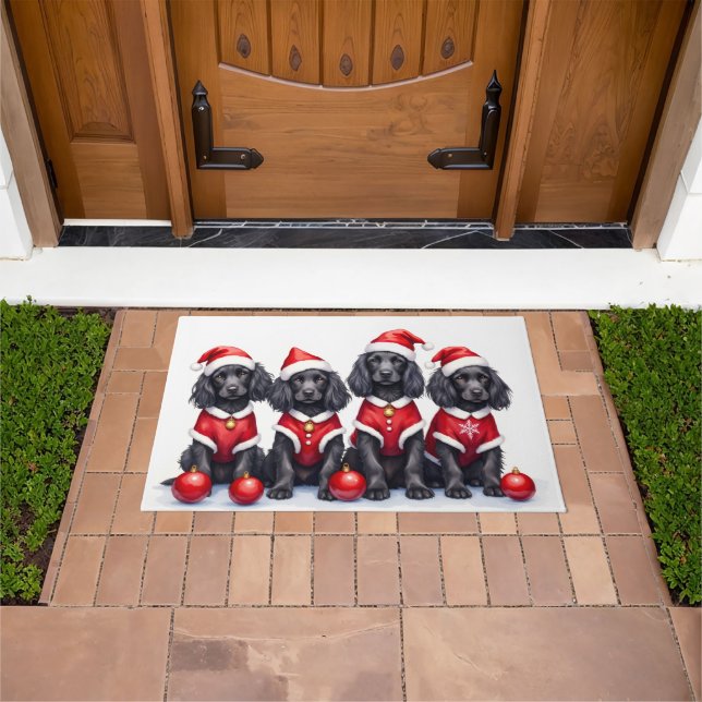 Cocker Spaniel Christmas Dress Santa Hat Fußmatte (Außenbereich)