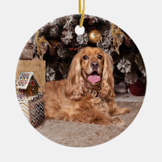 Cocker Spaniel Christmas Keramik Ornament (Vorne)
