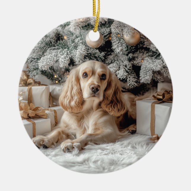 Cocker Spaniel Christmas Keramik Ornament (Vorne)