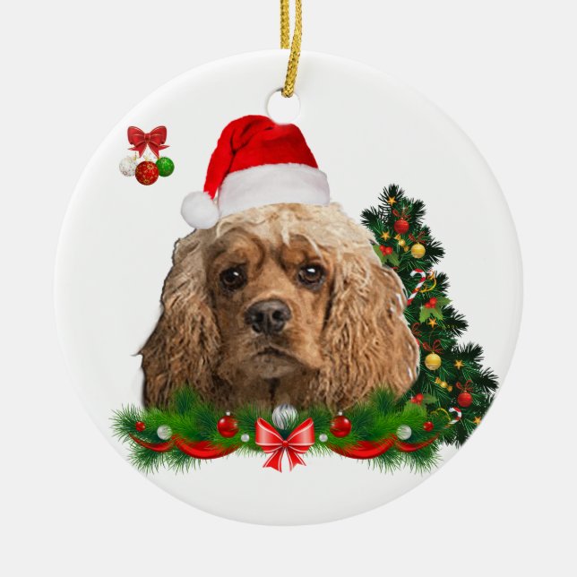 Cocker Spaniel Christmas Keramik Ornament (Vorne)