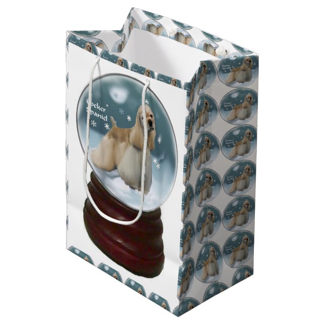 Cocker Spaniel Christmas Mittlere Geschenktüte (Vorderseite Schrägansicht)