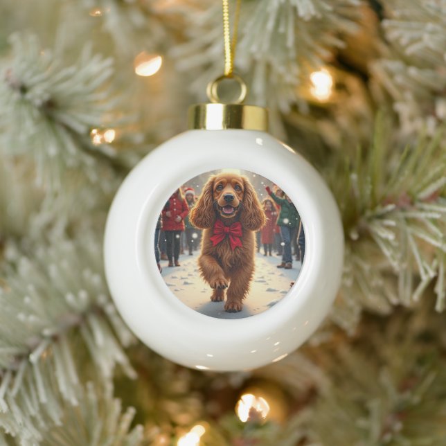 Cocker Spaniel Christmas Parade Holiday Painting Keramik Kugel-Ornament (Baum)