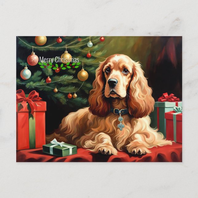 Cocker Spaniel Christmas Postkarte (Vorderseite)