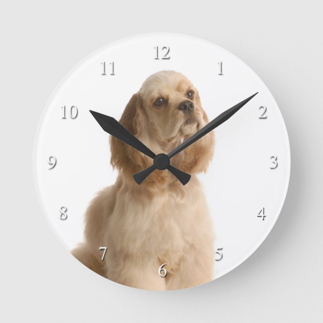 Cocker Spaniel Clock Runde Wanduhr (Vorderseite)