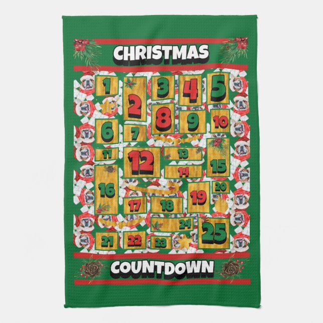 Cocker Spaniel Countdown Weihnachtskalender Geschirrtuch (Vertikal)