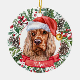 Cocker Spaniel Custom Weihnachtsmannmütze Weihnach Keramik Ornament