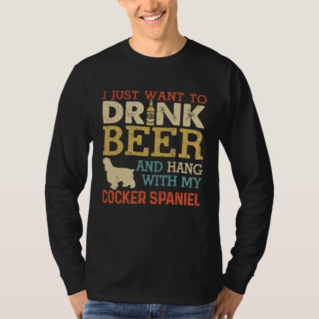 Cocker Spaniel Dad Drink Beer Hang With Dog  Vinta T-Shirt (Vorderseite)