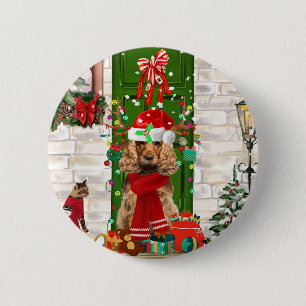 Cocker Spaniel Dog Christmas Button