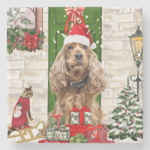 Cocker Spaniel Dog Christmas Steinuntersetzer