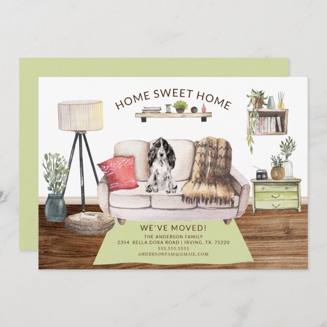 Cocker Spaniel Dog Moving Ankündigung (Vorne/Hinten)