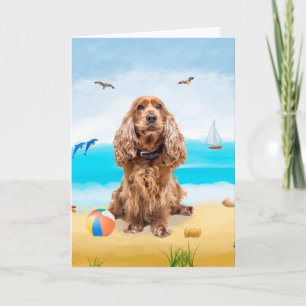 Cocker Spaniel Dog on Beach Karte