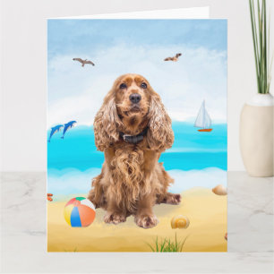 Cocker Spaniel Dog on Beach Karte