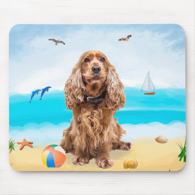 Cocker Spaniel Dog on Beach Mousepad (Vorne)