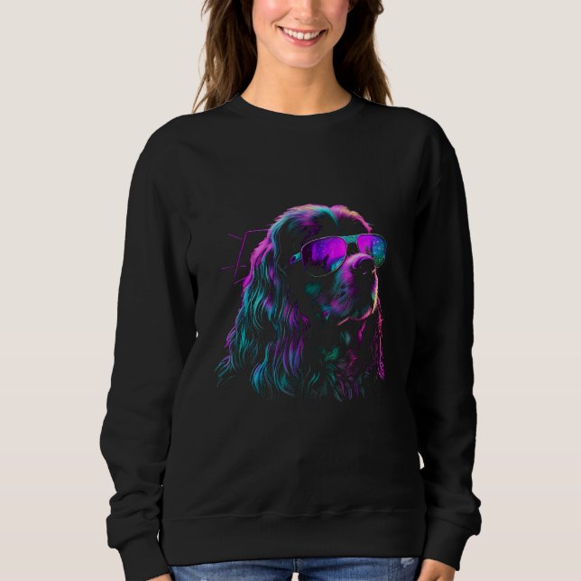 Cocker Spaniel Dog owner Vaporwave Notorious DJ Sweatshirt (Vorderseite)