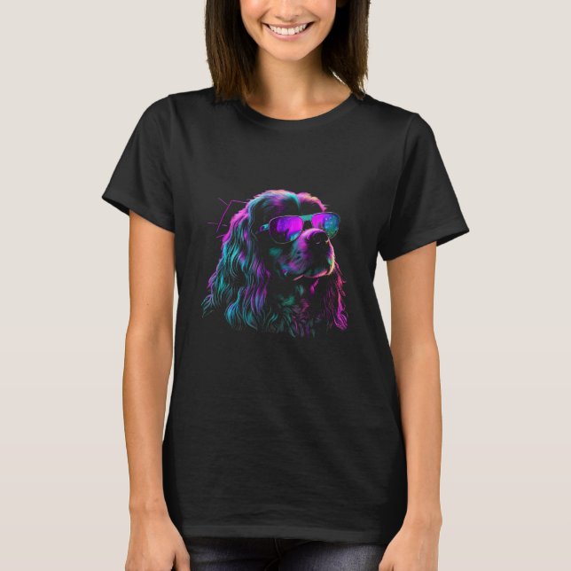 Cocker Spaniel Dog owner Vaporwave Notorious DJ T-Shirt (Vorderseite)