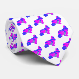 Cocker Spaniel Dog PinkBlue Silouette Weißer Neck Krawatte