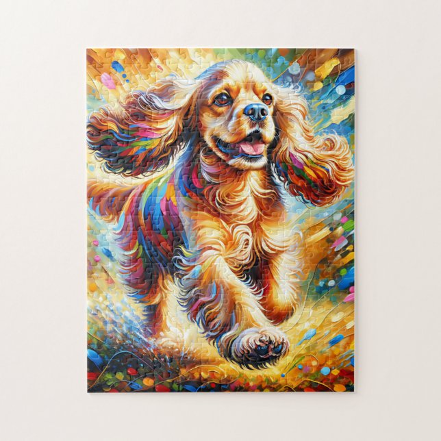 Cocker Spaniel Dog Portrait Akrylic Art Print Puzzle (Vertikal)