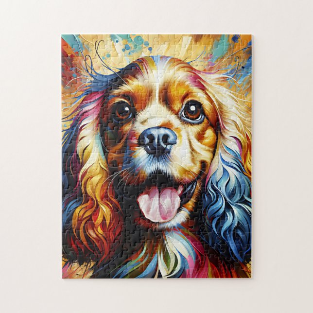 Cocker Spaniel Dog Portrait Akrylic Art Print Puzzle (Vertikal)