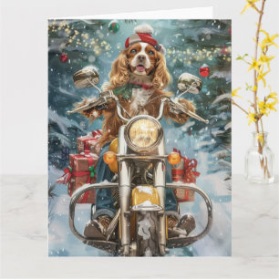 Cocker Spaniel Dog Riding Motorrad Weihnachten Karte