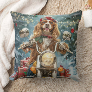 Cocker Spaniel Dog Riding Motorrad Weihnachten Kissen