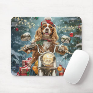 Cocker Spaniel Dog Riding Motorrad Weihnachten Mousepad