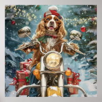 Cocker Spaniel Dog Riding Motorrad Weihnachten