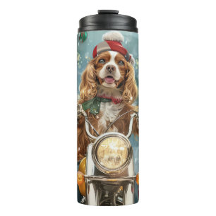 Cocker Spaniel Dog Riding Motorrad Weihnachten Thermosbecher