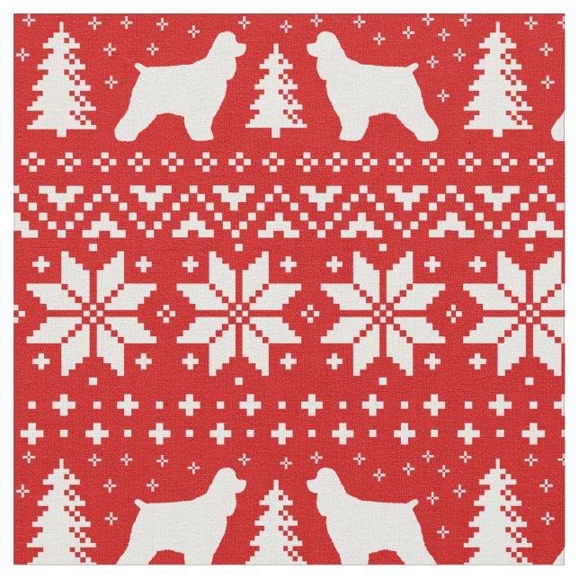 Cocker Spaniel Dog Silhouetten Weihnachtsfeiertag Stoff (Nahaufnahme)