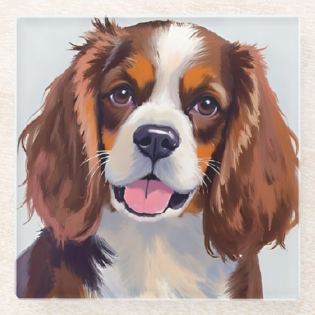 Cocker Spaniel | Dog Watercolor Pet Painting Glasuntersetzer (Vorderseite)