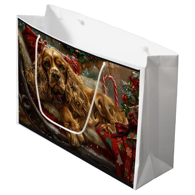 Cocker Spaniel Dog Weihnachtsfest Große Geschenktüte (Vorderseite Schrägansicht)
