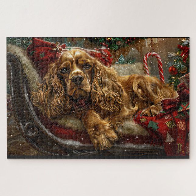 Cocker Spaniel Dog Weihnachtsfest Puzzle (Horizontal)