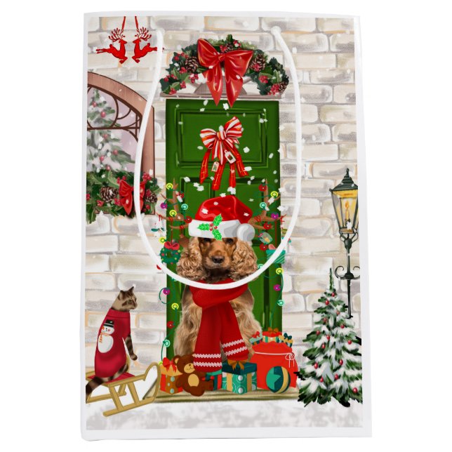 Cocker Spaniel Dog Weihnachtsgeschenk Tasche Mittlere Geschenktüte (Vorderseite)