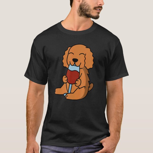 Cocker Spaniel Drinking Wine Dog T-Shirt (Vorderseite)