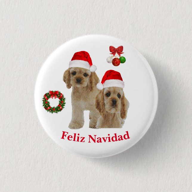Cocker spaniel Feliz Navidad Button (Vorderseite)