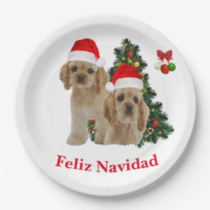 Cocker spaniel Feliz Navidad Pappteller
