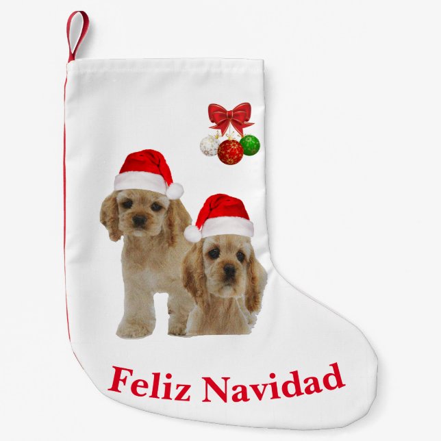 Cocker spaniel Feliz Navidad Weihnachts-Strumpf Kleiner Weihnachtsstrumpf (Vorderseite)