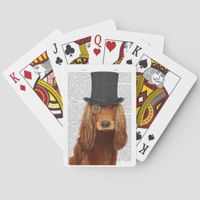 Cocker Spaniel, Festhund und Hut Spielkarten (Rückseite)