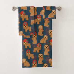 Cocker spaniel-Feuerwehrmann Badhandtuch Set